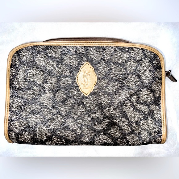 EUC Authentic YSL Giraffe Print Duffle Weekender Bag w/ Cosmetic Pouch Bundle - Picture 11 of 17